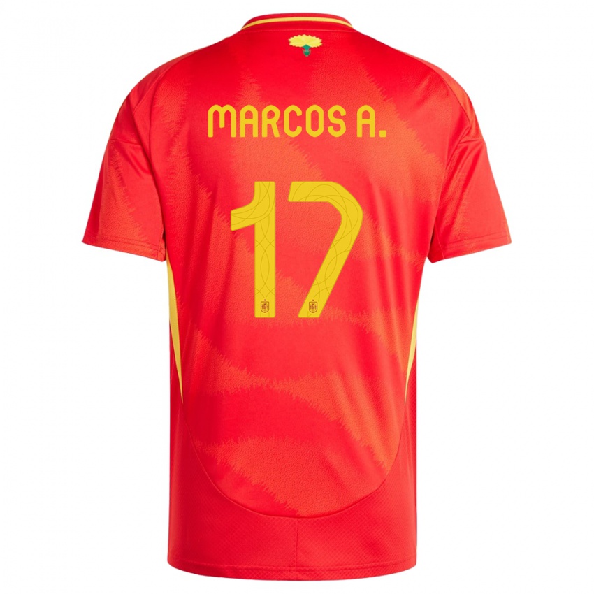 Męski Hiszpania Marcos Alonso #17 Czerwony Domowa Koszulka 24-26 Koszulki Klubowe