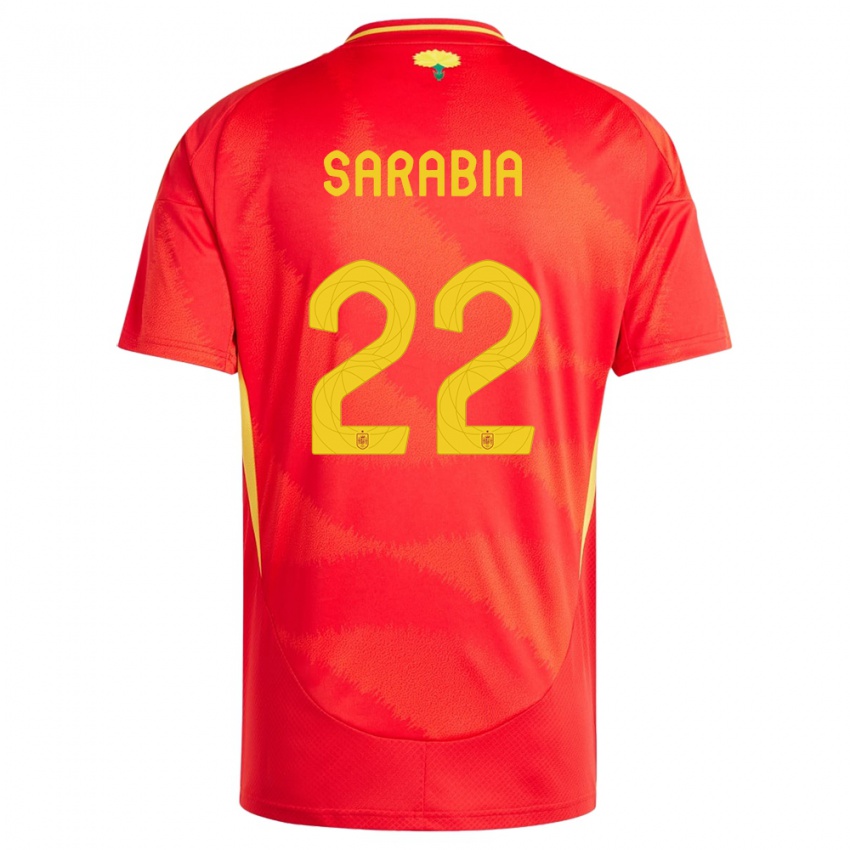 Męski Hiszpania Pablo Sarabia #22 Czerwony Domowa Koszulka 24-26 Koszulki Klubowe