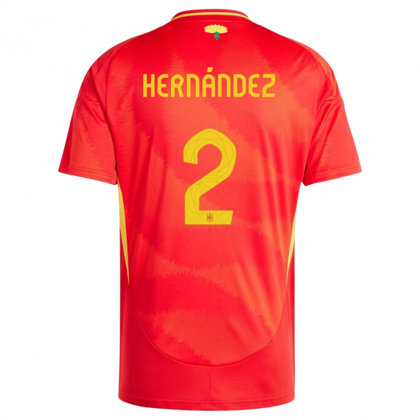 Męski Hiszpania Oihane Hernandez #2 Czerwony Domowa Koszulka 24-26 Koszulki Klubowe