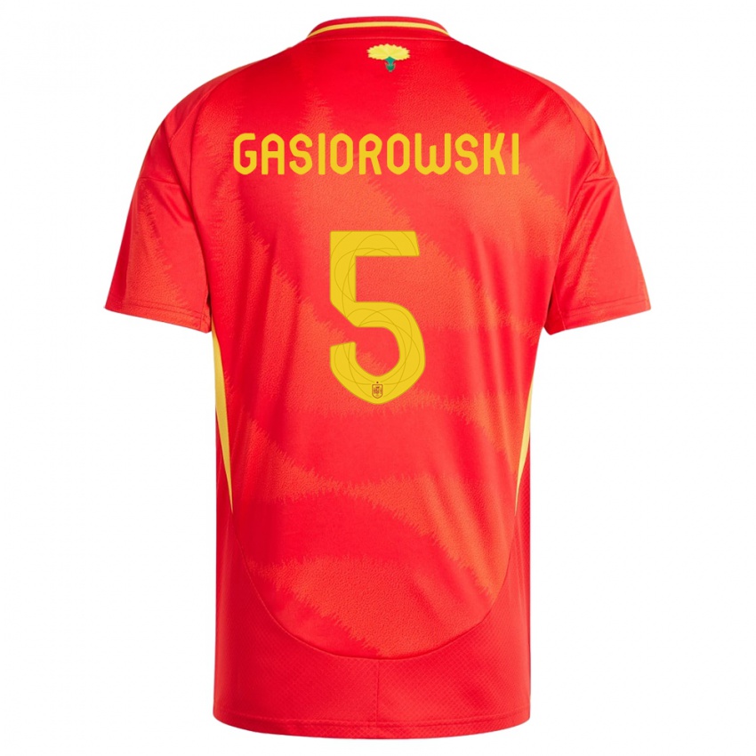 Męski Hiszpania Yarek Gasiorowski #5 Czerwony Domowa Koszulka 24-26 Koszulki Klubowe