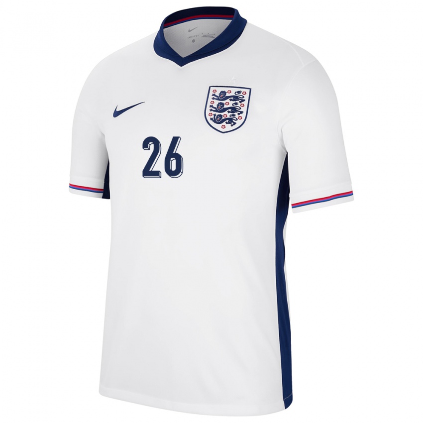Męski Anglia Jude Bellingham #26 Biały Domowa Koszulka 24-26 Koszulki Klubowe