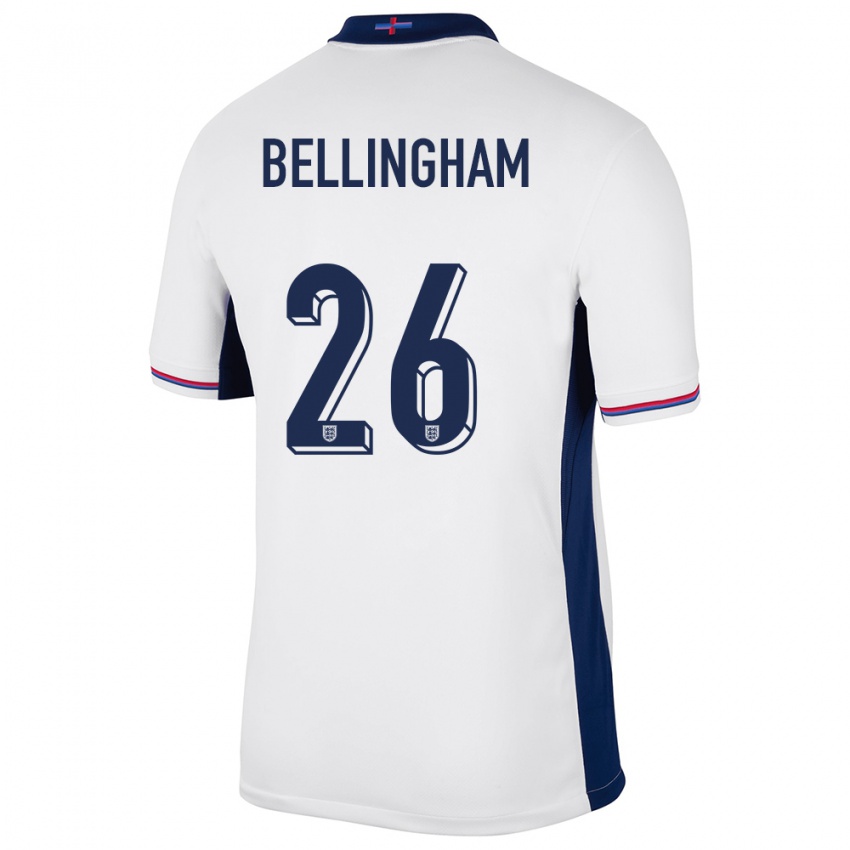 Męski Anglia Jude Bellingham #26 Biały Domowa Koszulka 24-26 Koszulki Klubowe