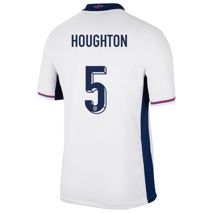 Męski Anglia Steph Houghton #5 Biały Domowa Koszulka 24-26 Koszulki Klubowe