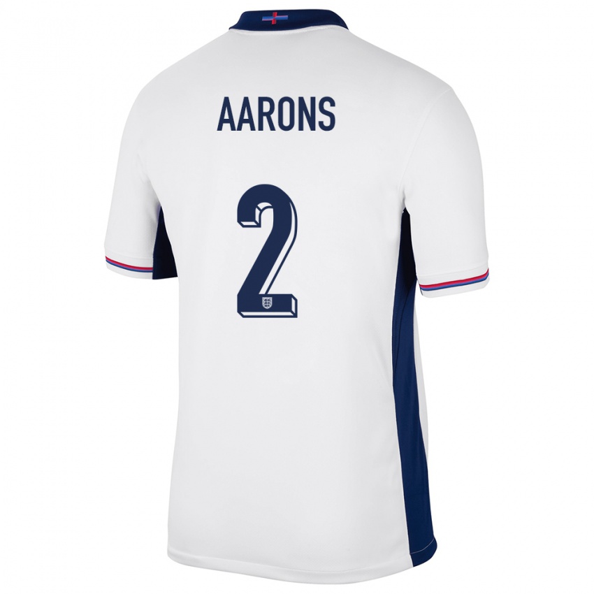 Męski Anglia Max Aarons #2 Biały Domowa Koszulka 24-26 Koszulki Klubowe