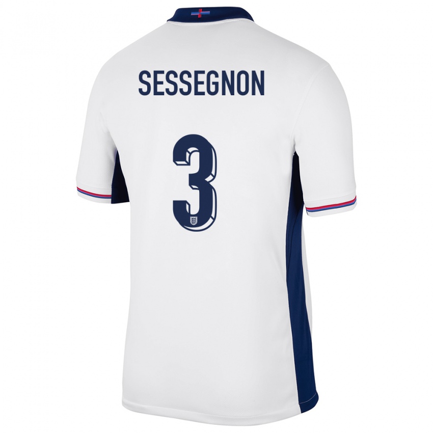 Męski Anglia Ryan Sessegnon #3 Biały Domowa Koszulka 24-26 Koszulki Klubowe