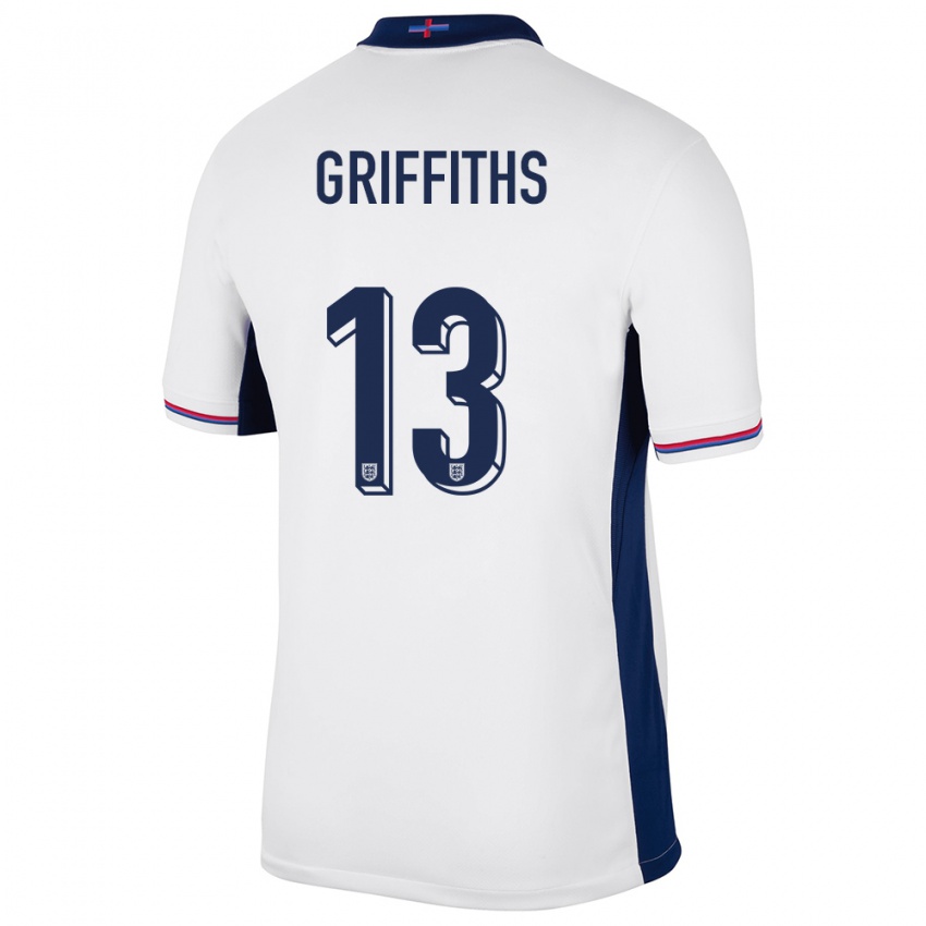 Męski Anglia Josh Griffiths #13 Biały Domowa Koszulka 24-26 Koszulki Klubowe