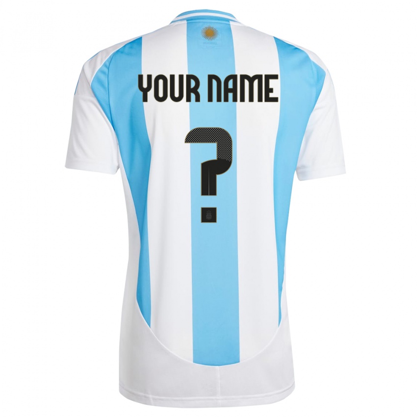 Męski Argentyna Twoje Imię #0 Biało Niebieski Domowa Koszulka 24-26 Koszulki Klubowe