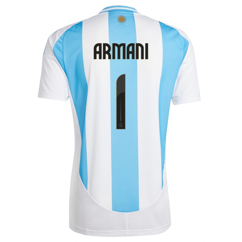 Męski Argentyna Franco Armani #1 Biało Niebieski Domowa Koszulka 24-26 Koszulki Klubowe