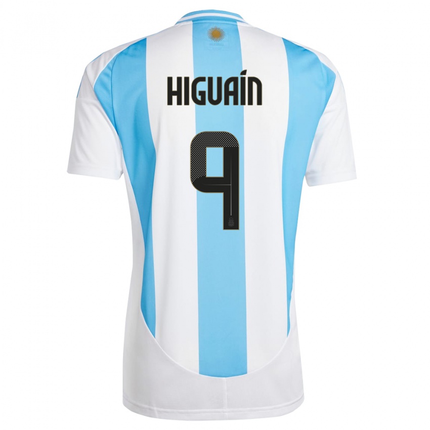 Męski Argentyna Gonzalo Higuain #9 Biało Niebieski Domowa Koszulka 24-26 Koszulki Klubowe