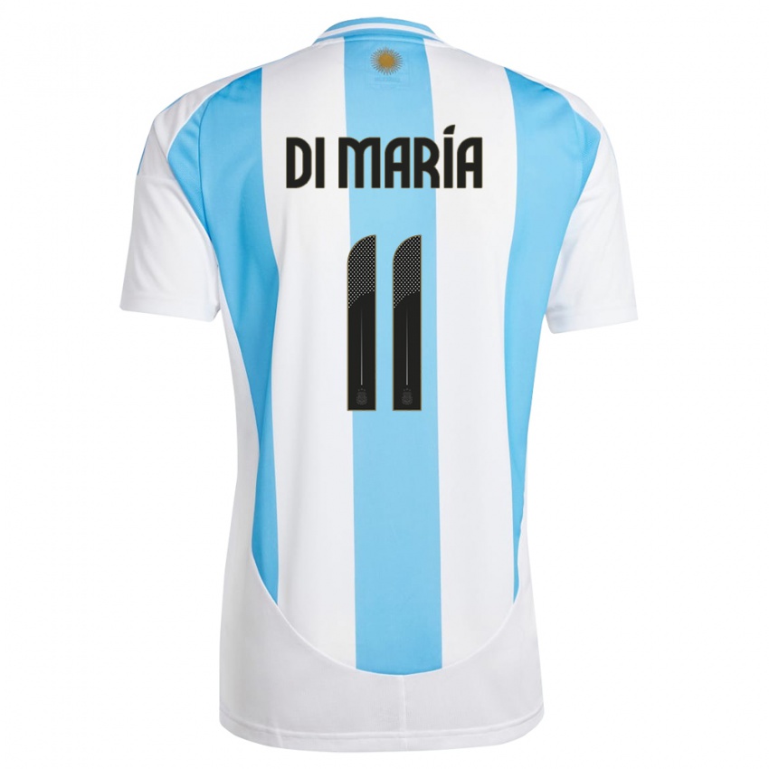 Męski Argentyna Angel Di Maria #11 Biało Niebieski Domowa Koszulka 24-26 Koszulki Klubowe