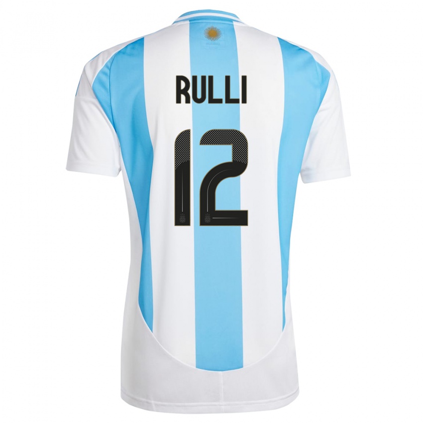 Męski Argentyna Geronimo Rulli #12 Biało Niebieski Domowa Koszulka 24-26 Koszulki Klubowe