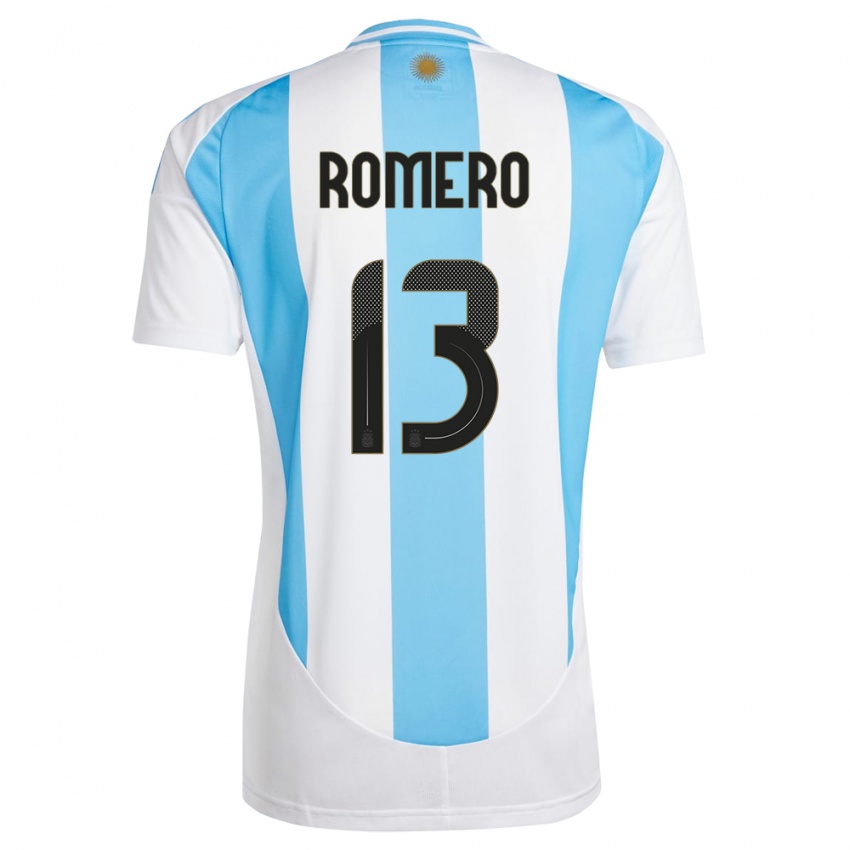 Męski Argentyna Cristian Romero #13 Biało Niebieski Domowa Koszulka 24-26 Koszulki Klubowe
