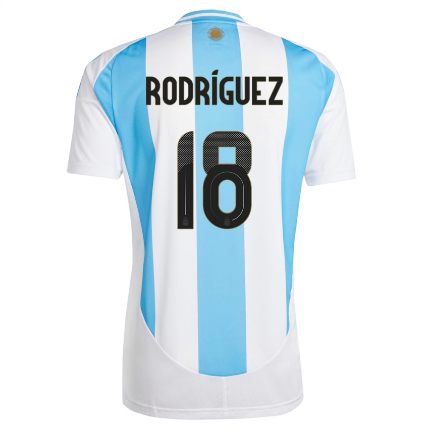 Męski Argentyna Guido Rodriguez #18 Biało Niebieski Domowa Koszulka 24-26 Koszulki Klubowe
