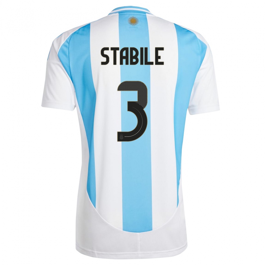 Męski Argentyna Eliana Stabile #3 Biało Niebieski Domowa Koszulka 24-26 Koszulki Klubowe