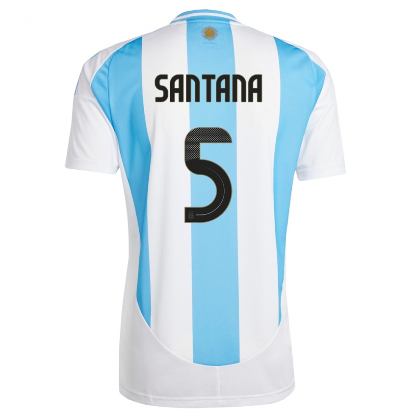 Męski Argentyna Vanesa Santana #5 Biało Niebieski Domowa Koszulka 24-26 Koszulki Klubowe