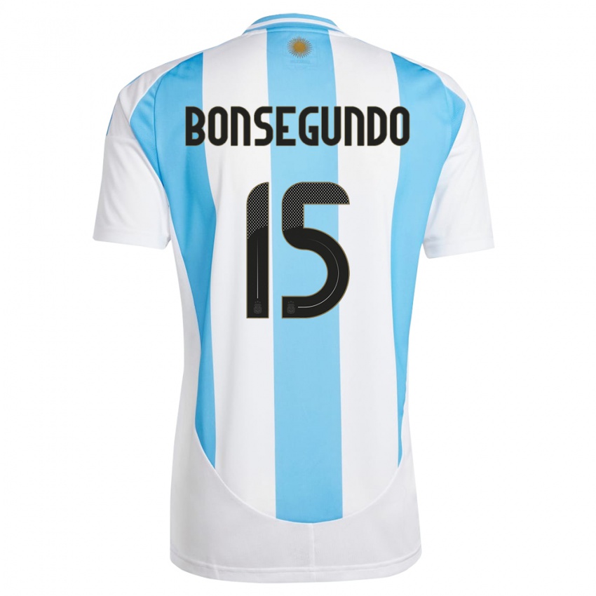 Męski Argentyna Florencia Bonsegundo #15 Biało Niebieski Domowa Koszulka 24-26 Koszulki Klubowe