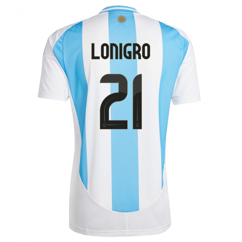 Męski Argentyna Erica Lonigro #21 Biało Niebieski Domowa Koszulka 24-26 Koszulki Klubowe