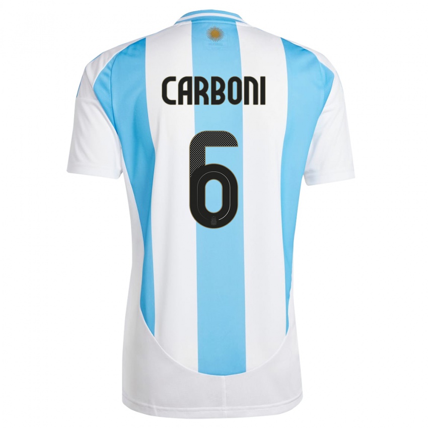 Męski Argentyna Franco Carboni #6 Biało Niebieski Domowa Koszulka 24-26 Koszulki Klubowe