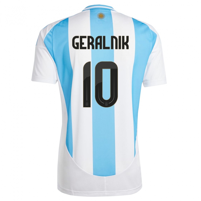 Męski Argentyna Tiago Geralnik #10 Biało Niebieski Domowa Koszulka 24-26 Koszulki Klubowe