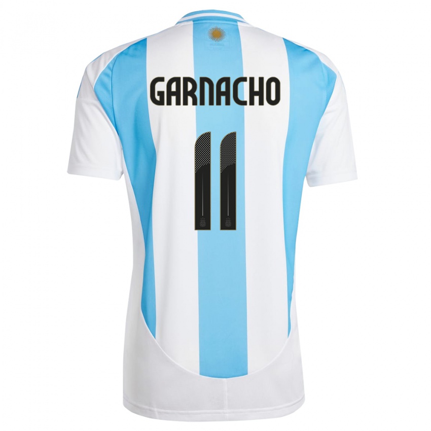 Męski Argentyna Alejandro Garnacho #11 Biało Niebieski Domowa Koszulka 24-26 Koszulki Klubowe