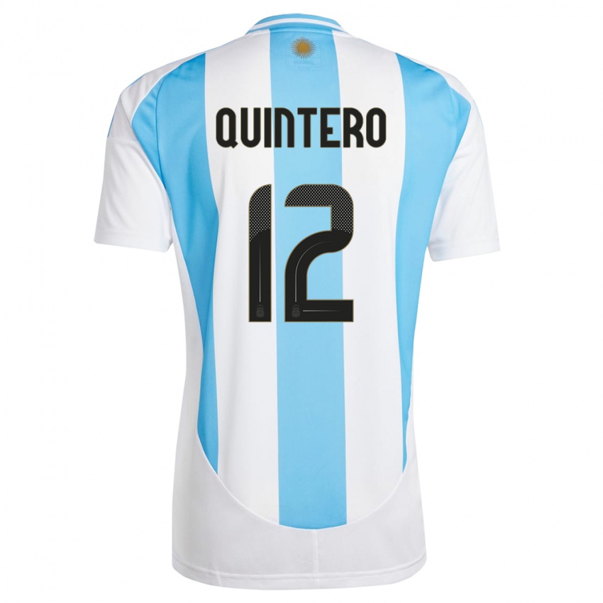 Męski Argentyna Valentino Quintero #12 Biało Niebieski Domowa Koszulka 24-26 Koszulki Klubowe
