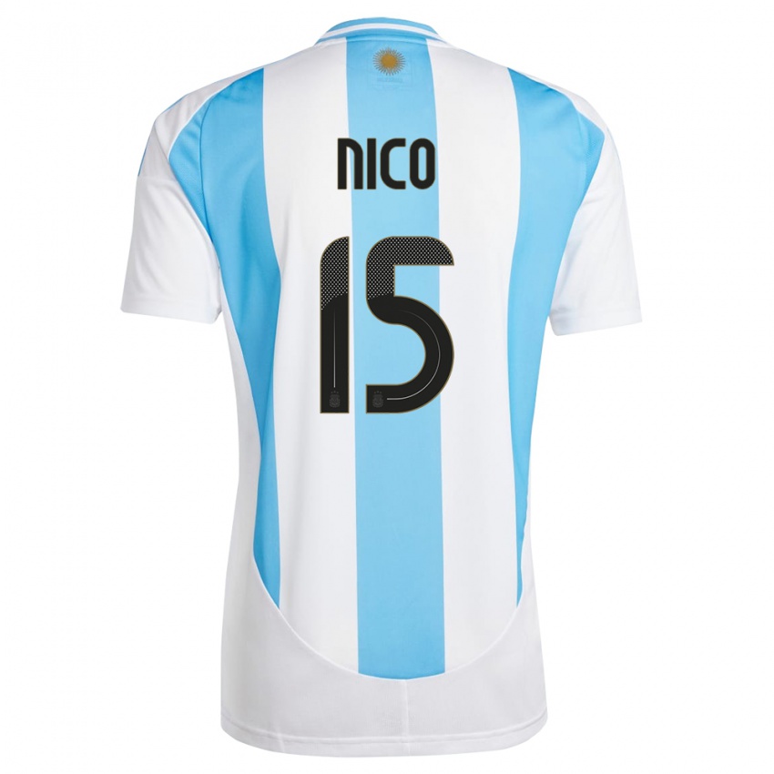 Męski Argentyna Nico #15 Biało Niebieski Domowa Koszulka 24-26 Koszulki Klubowe