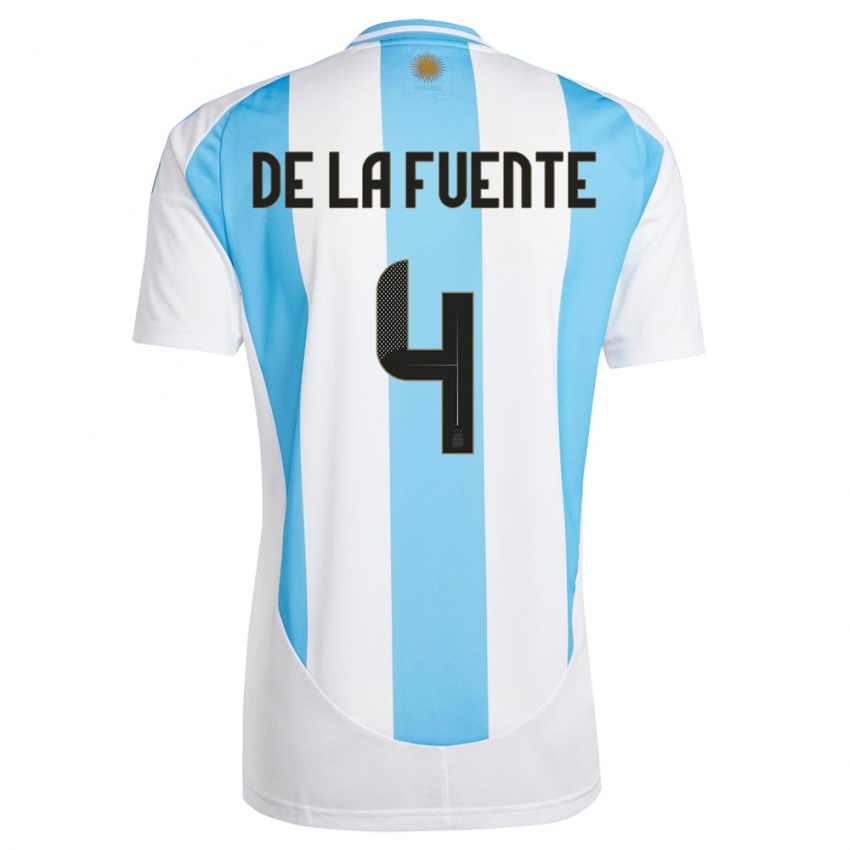 Męski Argentyna Hernan De La Fuente #4 Biało Niebieski Domowa Koszulka 24-26 Koszulki Klubowe