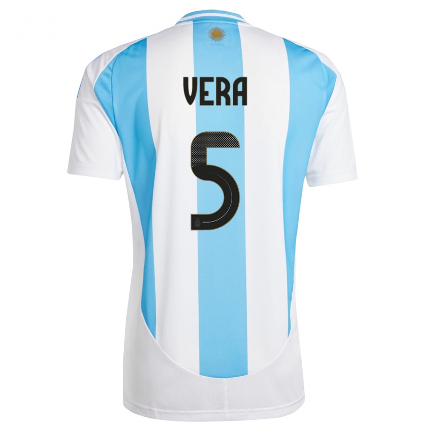 Męski Argentyna Fausto Vera #5 Biało Niebieski Domowa Koszulka 24-26 Koszulki Klubowe