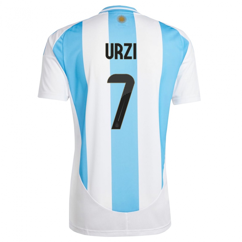 Męski Argentyna Agustin Urzi #7 Biało Niebieski Domowa Koszulka 24-26 Koszulki Klubowe