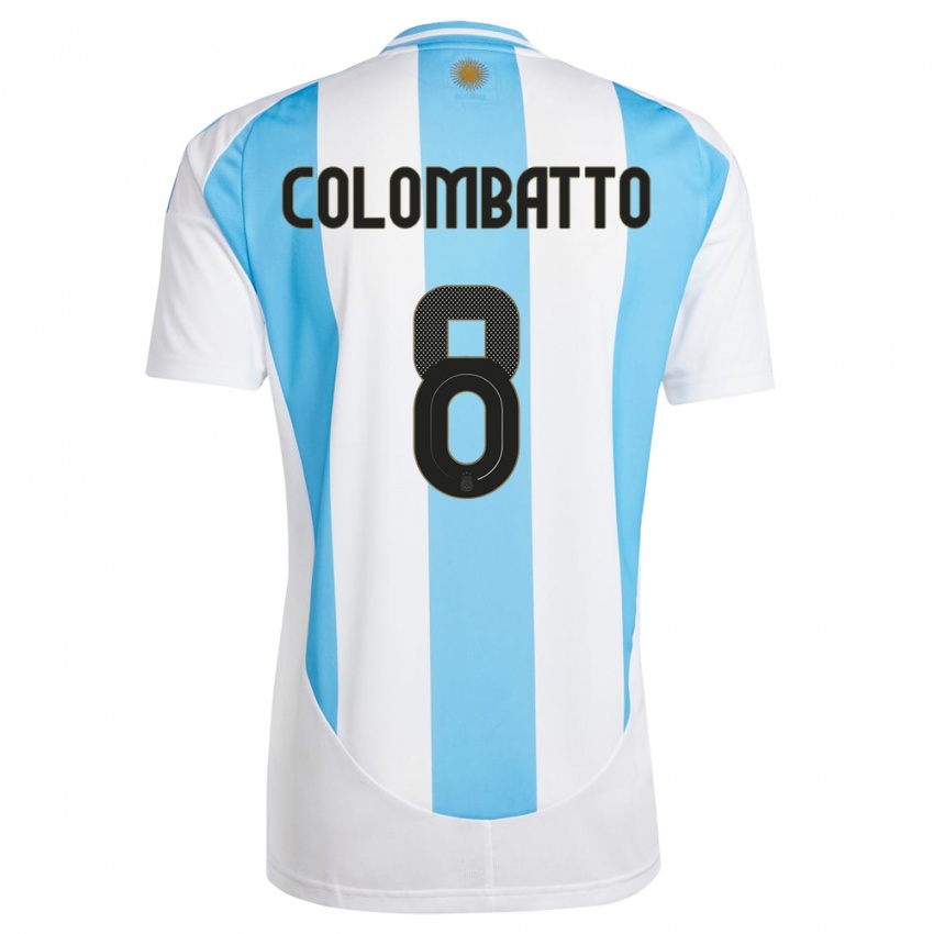 Męski Argentyna Santiago Colombatto #8 Biało Niebieski Domowa Koszulka 24-26 Koszulki Klubowe