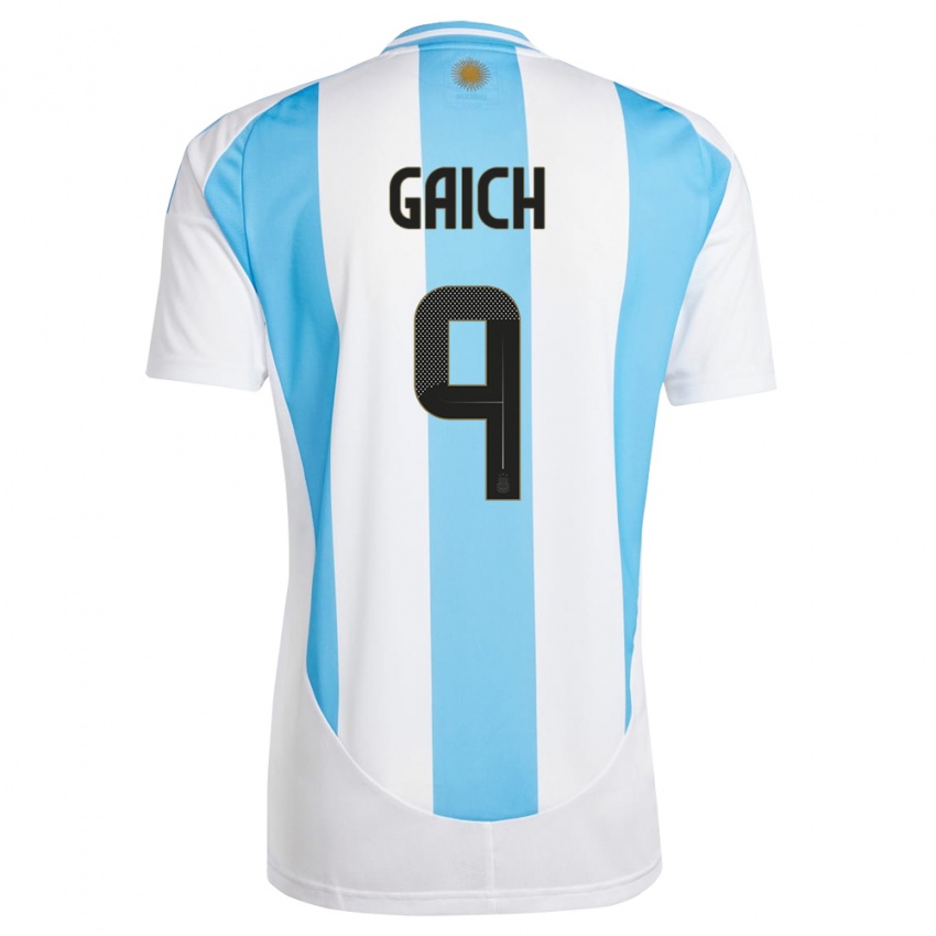 Męski Argentyna Adolfo Gaich #9 Biało Niebieski Domowa Koszulka 24-26 Koszulki Klubowe