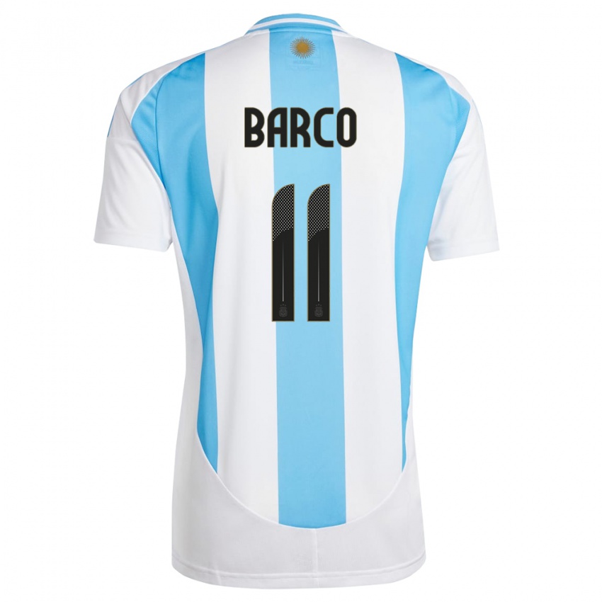 Męski Argentyna Ezequiel Barco #11 Biało Niebieski Domowa Koszulka 24-26 Koszulki Klubowe