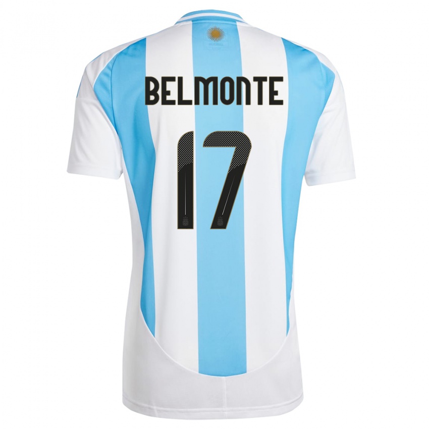 Męski Argentyna Tomas Belmonte #17 Biało Niebieski Domowa Koszulka 24-26 Koszulki Klubowe