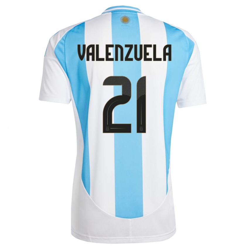 Męski Argentyna Fernando Valenzuela #21 Biało Niebieski Domowa Koszulka 24-26 Koszulki Klubowe