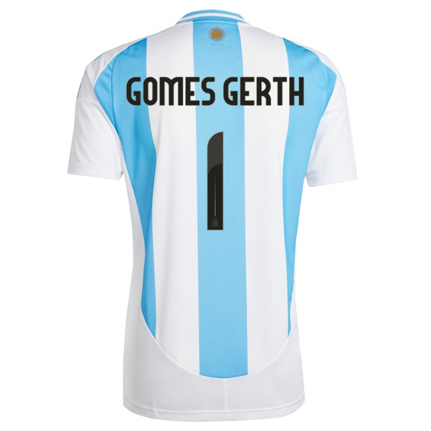 Męski Argentyna Federico Gomes Gerth #1 Biało Niebieski Domowa Koszulka 24-26 Koszulki Klubowe