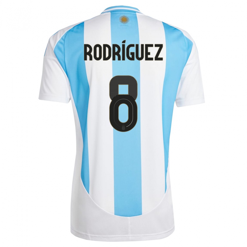 Męski Argentyna Agustin Rodriguez #8 Biało Niebieski Domowa Koszulka 24-26 Koszulki Klubowe