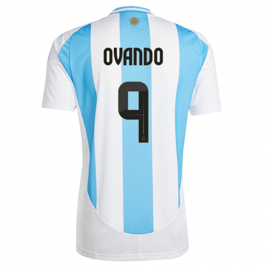 Męski Argentyna Lautaro Ovando #9 Biało Niebieski Domowa Koszulka 24-26 Koszulki Klubowe