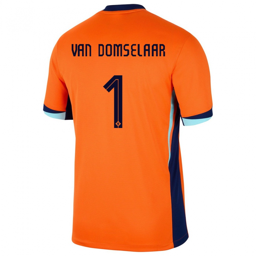 Męski Holandia Daphne Van Domselaar #1 Pomarańczowy Domowa Koszulka 24-26 Koszulki Klubowe