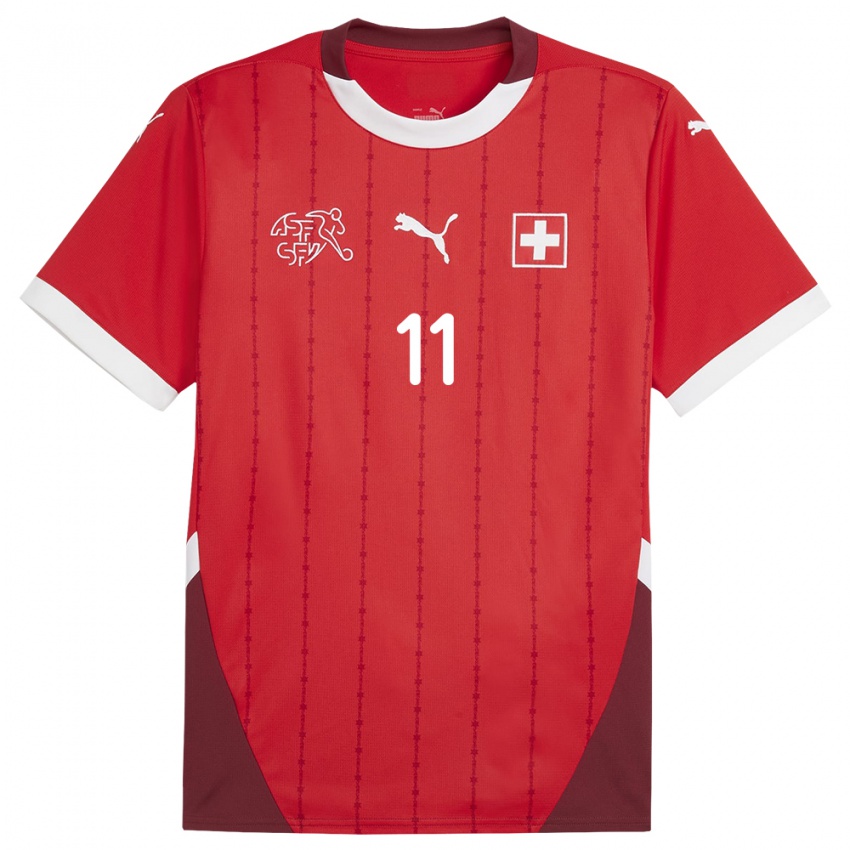 Męski Szwajcaria Renato Steffen #11 Czerwony Domowa Koszulka 24-26 Koszulki Klubowe