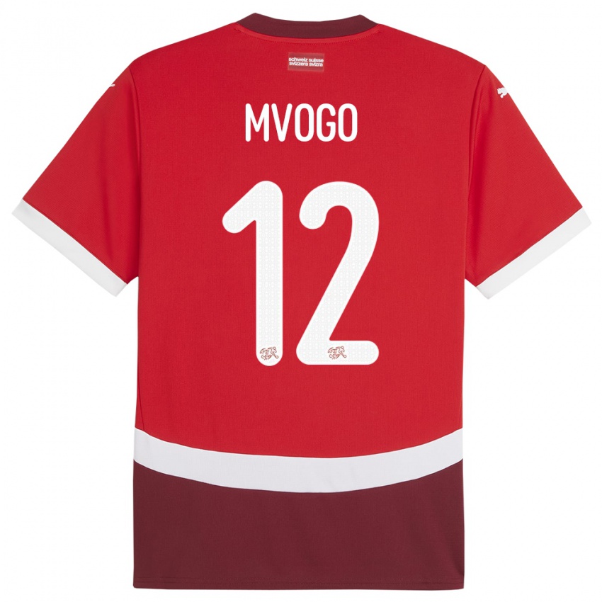 Męski Szwajcaria Yvon Mvogo #12 Czerwony Domowa Koszulka 24-26 Koszulki Klubowe