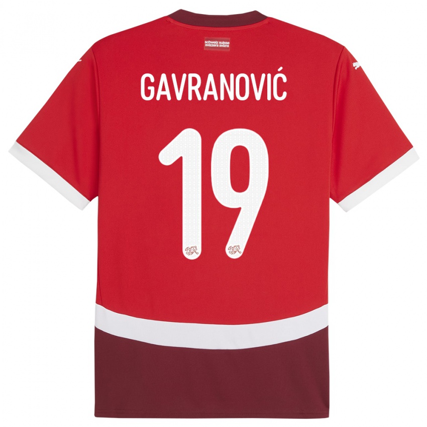 Męski Szwajcaria Mario Gavranovic #19 Czerwony Domowa Koszulka 24-26 Koszulki Klubowe