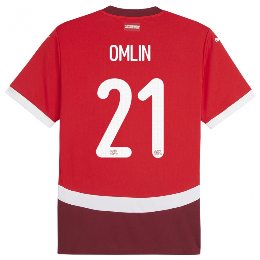 Męski Szwajcaria Jonas Omlin #21 Czerwony Domowa Koszulka 24-26 Koszulki Klubowe