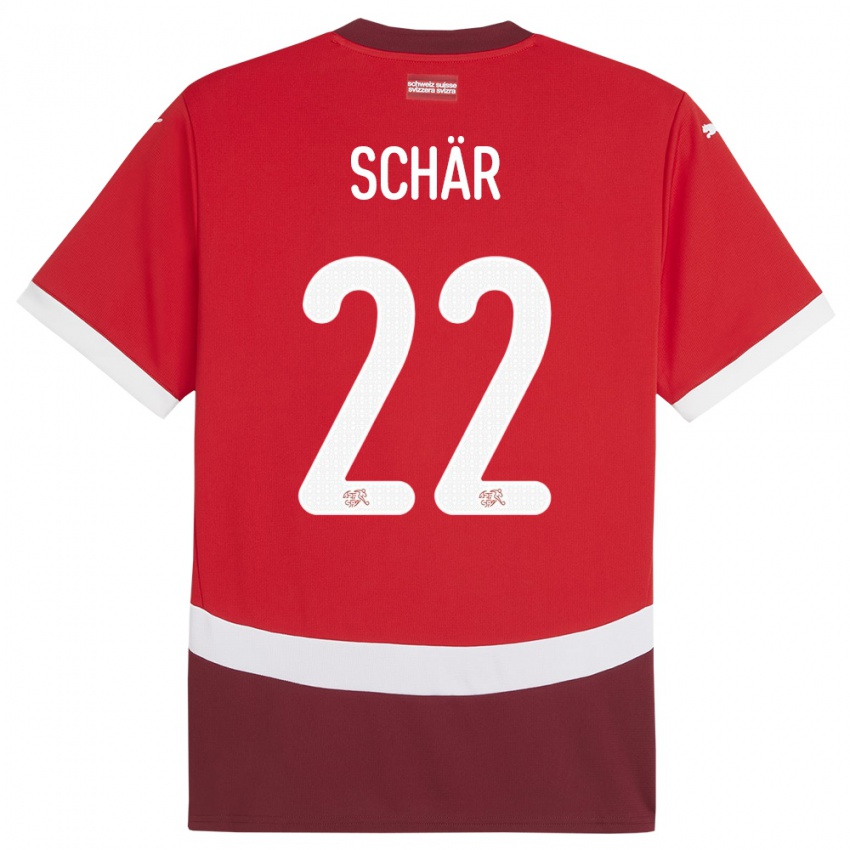Męski Szwajcaria Fabian Schar #22 Czerwony Domowa Koszulka 24-26 Koszulki Klubowe