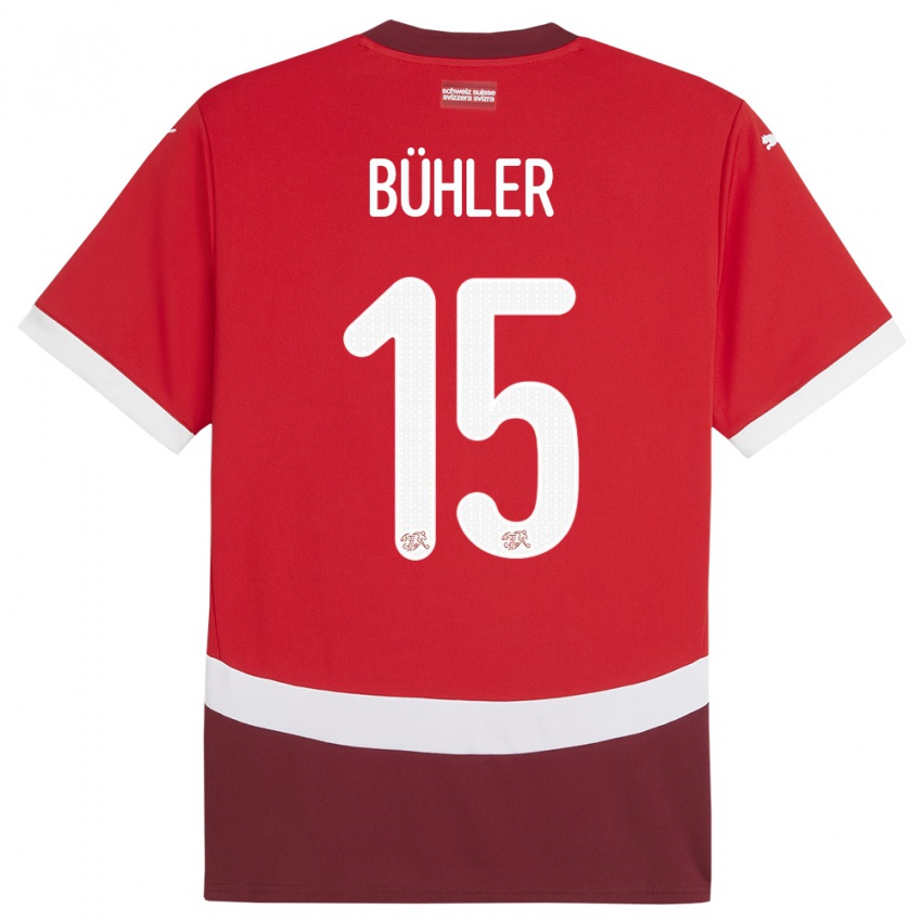 Męski Szwajcaria Luana Buhler #15 Czerwony Domowa Koszulka 24-26 Koszulki Klubowe