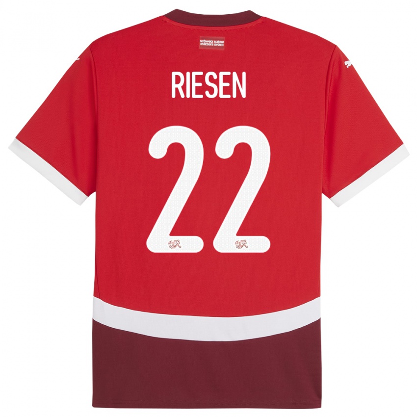 Męski Szwajcaria Nadine Riesen #22 Czerwony Domowa Koszulka 24-26 Koszulki Klubowe
