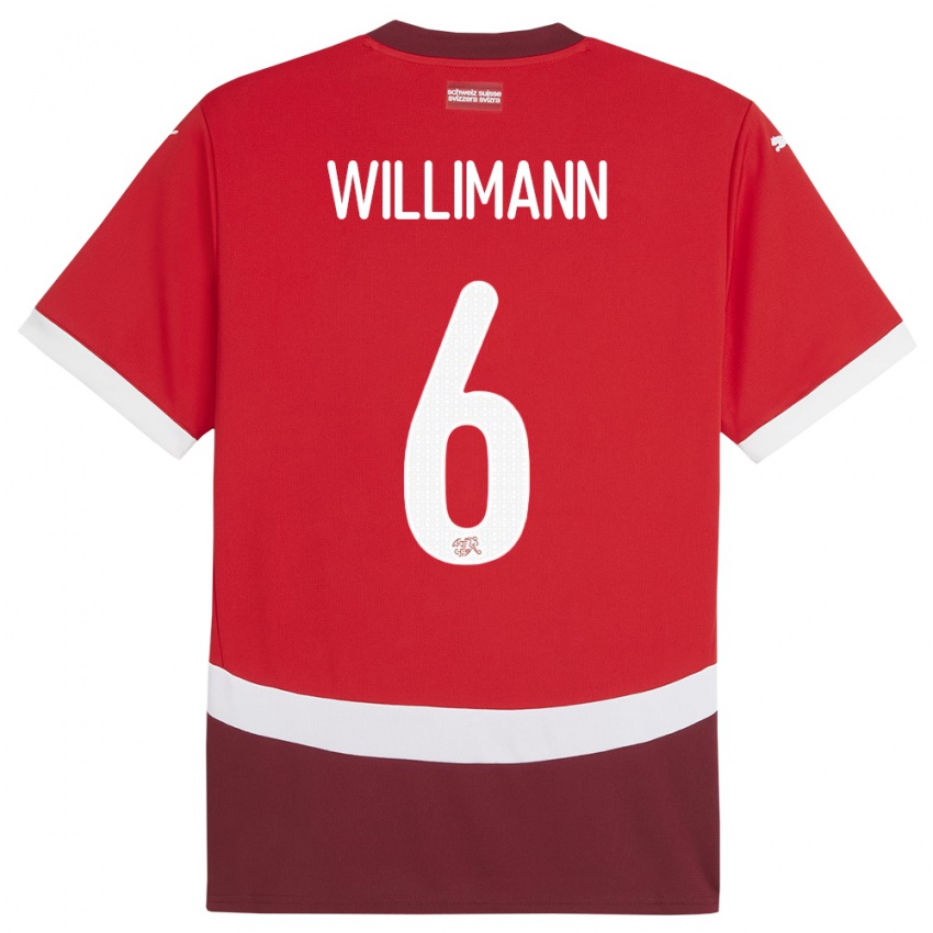 Męski Szwajcaria Mauricio Willimann #6 Czerwony Domowa Koszulka 24-26 Koszulki Klubowe