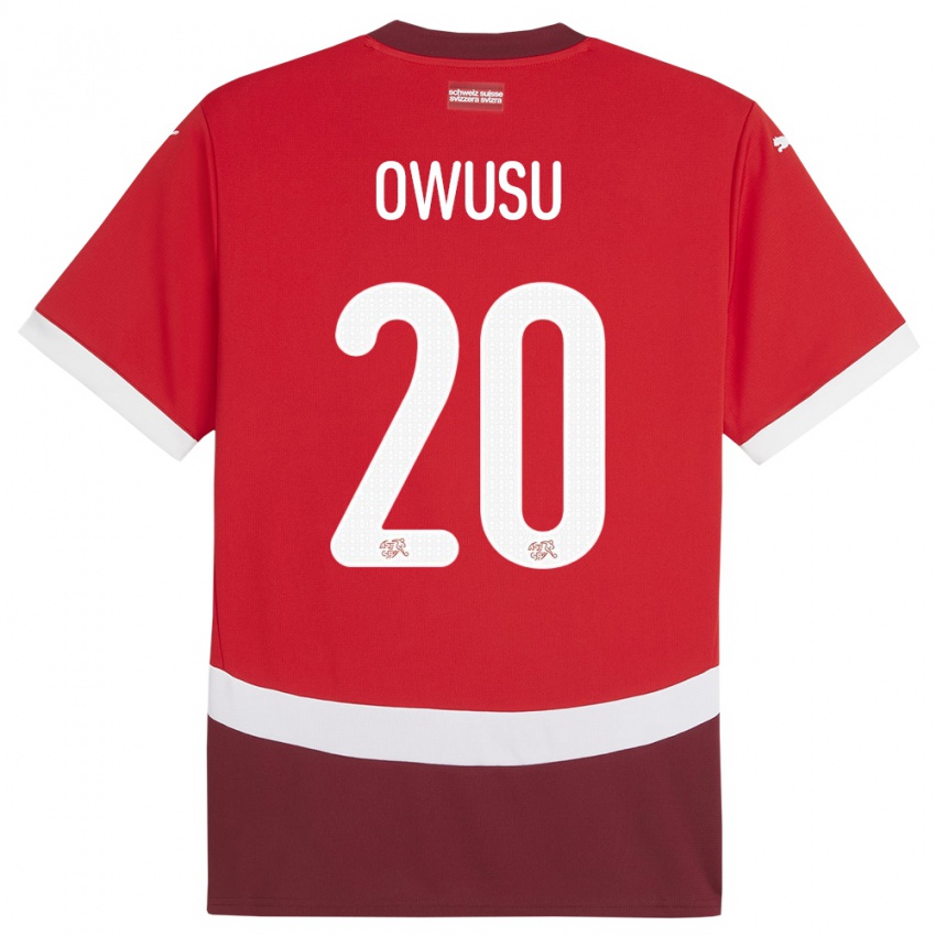 Męski Szwajcaria Tyron Owusu #20 Czerwony Domowa Koszulka 24-26 Koszulki Klubowe