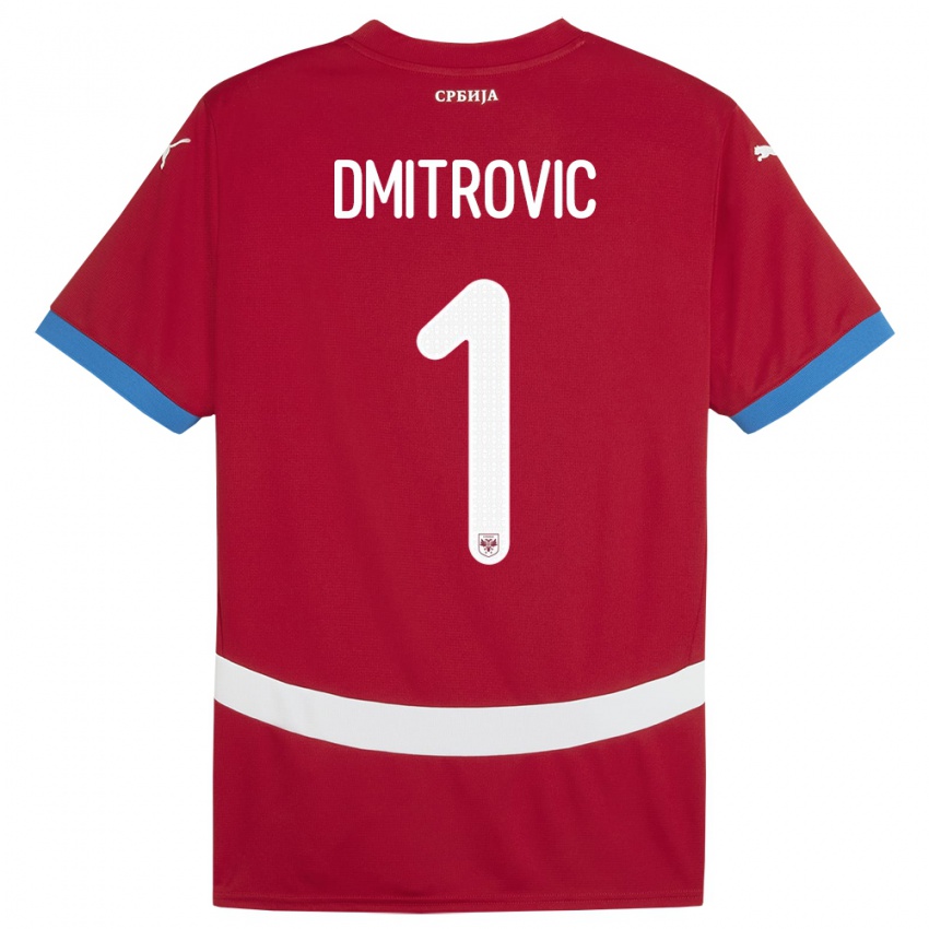 Męski Serbia Marko Dmitrovic #1 Czerwony Domowa Koszulka 24-26 Koszulki Klubowe