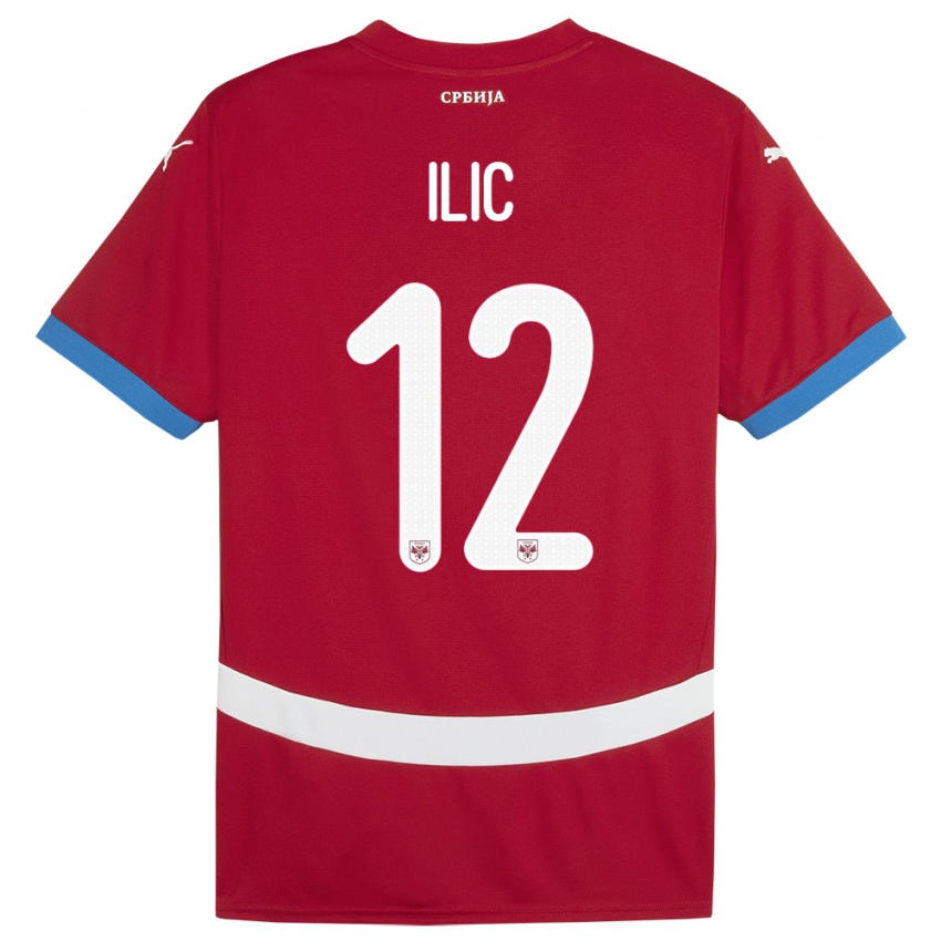 Męski Serbia Marko Ilic #12 Czerwony Domowa Koszulka 24-26 Koszulki Klubowe