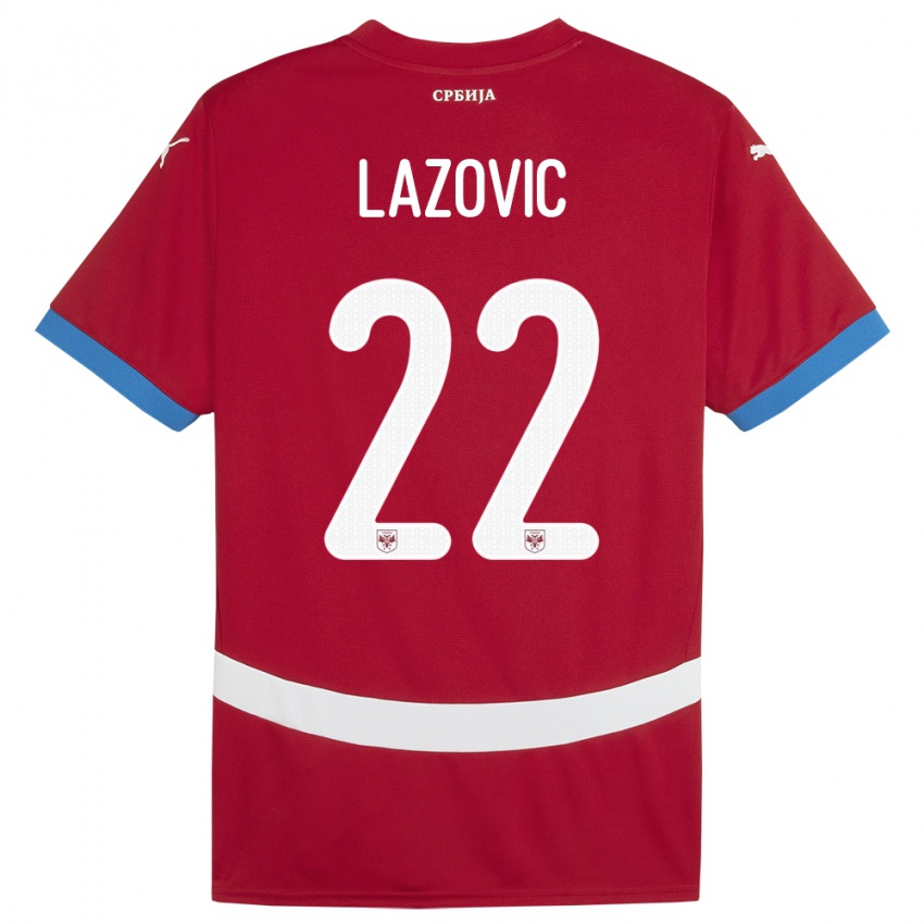 Męski Serbia Darko Lazovic #22 Czerwony Domowa Koszulka 24-26 Koszulki Klubowe